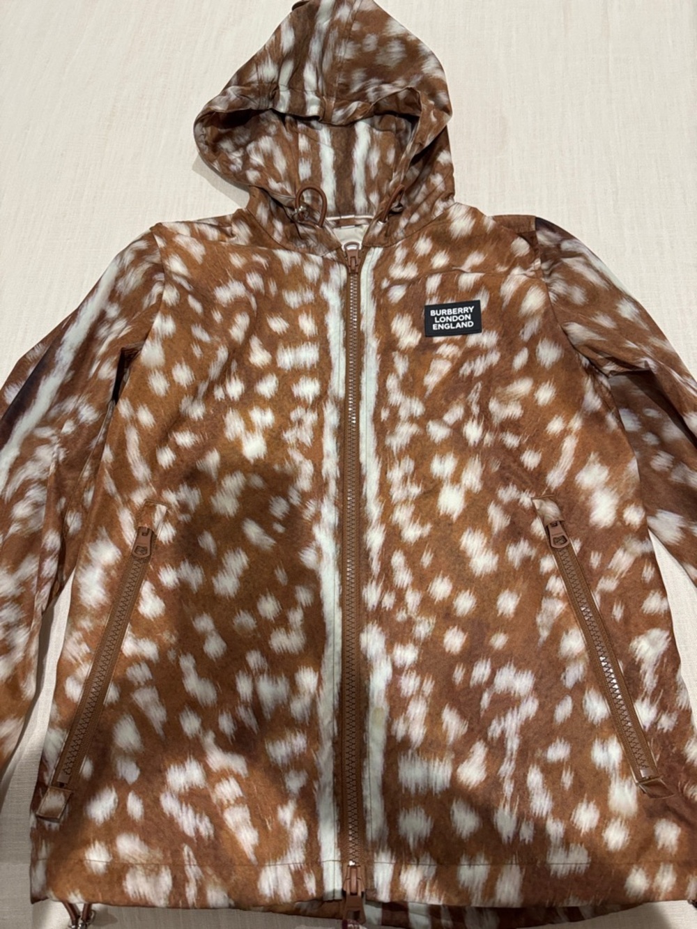 Burberry Brown & White Spotted Zip Hoodie